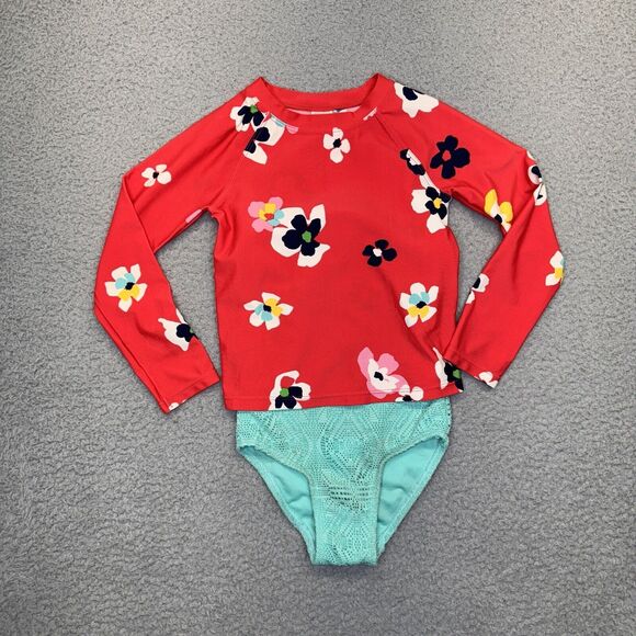 SO One Piece Swim Suit Girls 4 Green GAP Long Sleeve Rashguard Cover Up Bundle - Picture 3 of 15